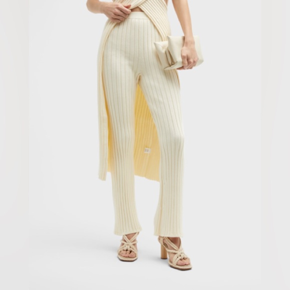 Ronny Kobo Xiomara Knit Pants in Pale Yellow - Picture 2 of 8